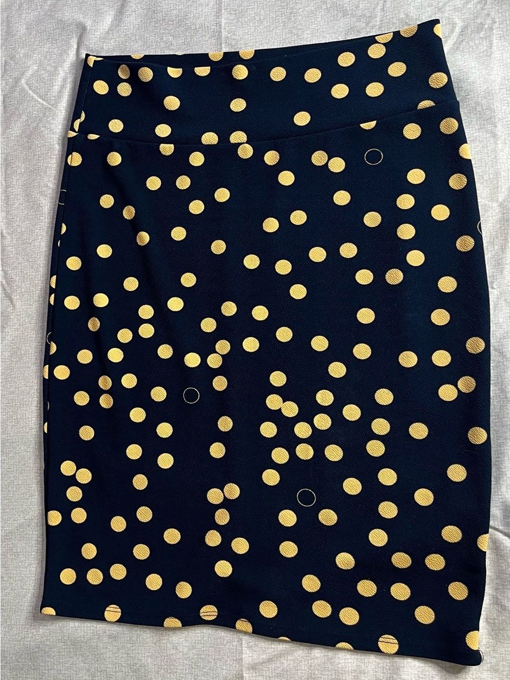 LuLaRoe Navy Pencil Skirt with Gold Polka Dots